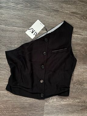 ZARA Black and White Striped Lined Top